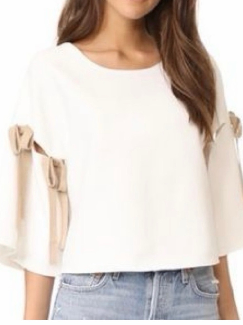 cinq a sept Cream Bow-Detail Cropped Sweatshirt
